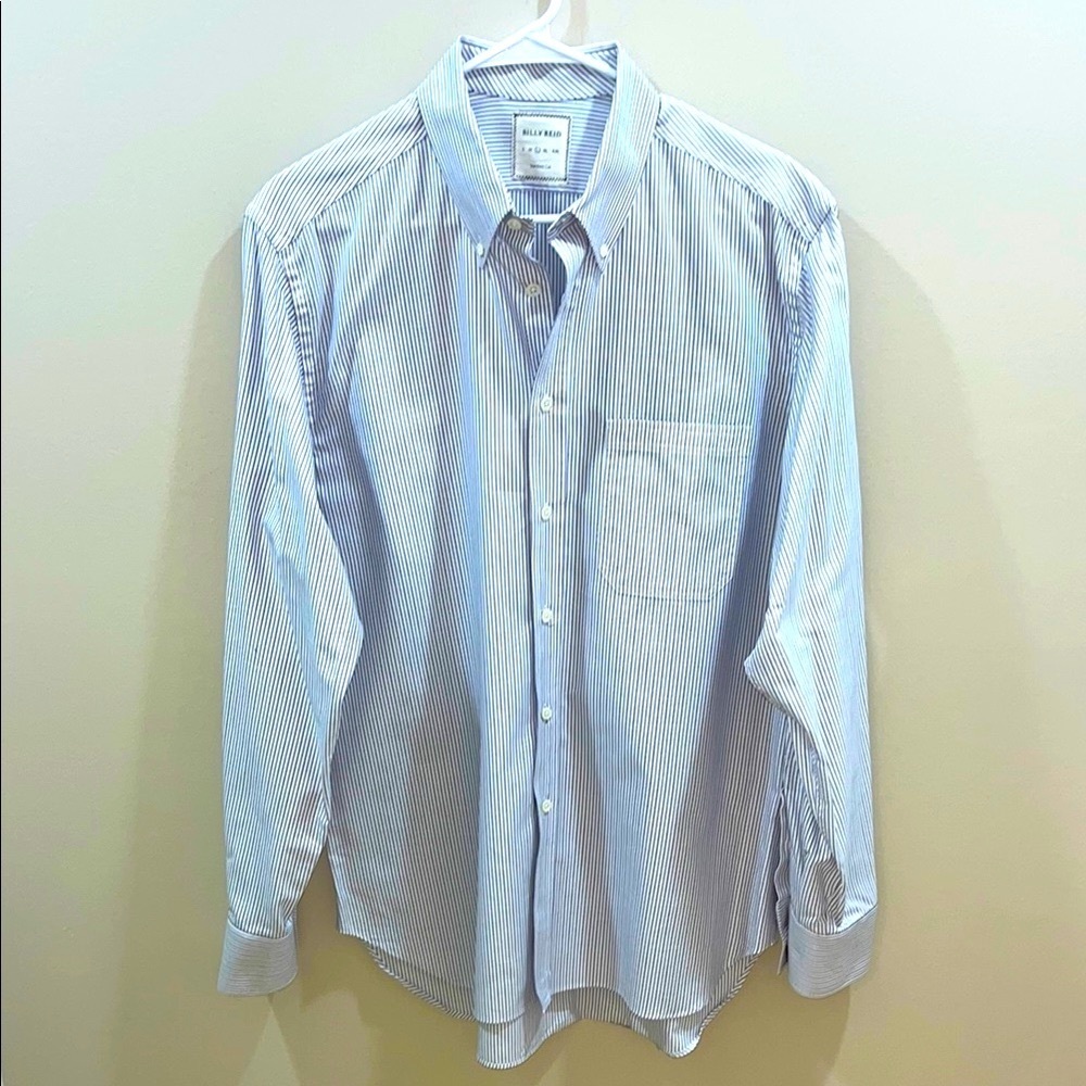 Billy Reid Handmade In Italy Black&Purple Striped Button Down Shirt. Large.